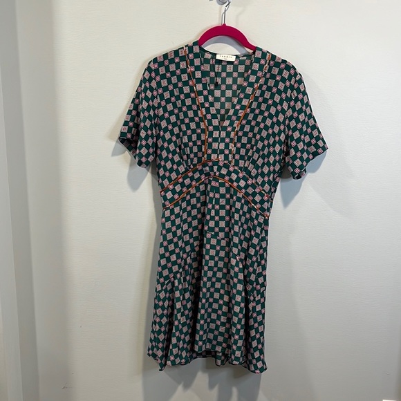 Sandro short geometric printed silk dress 36/4 - Picture 4 of 6